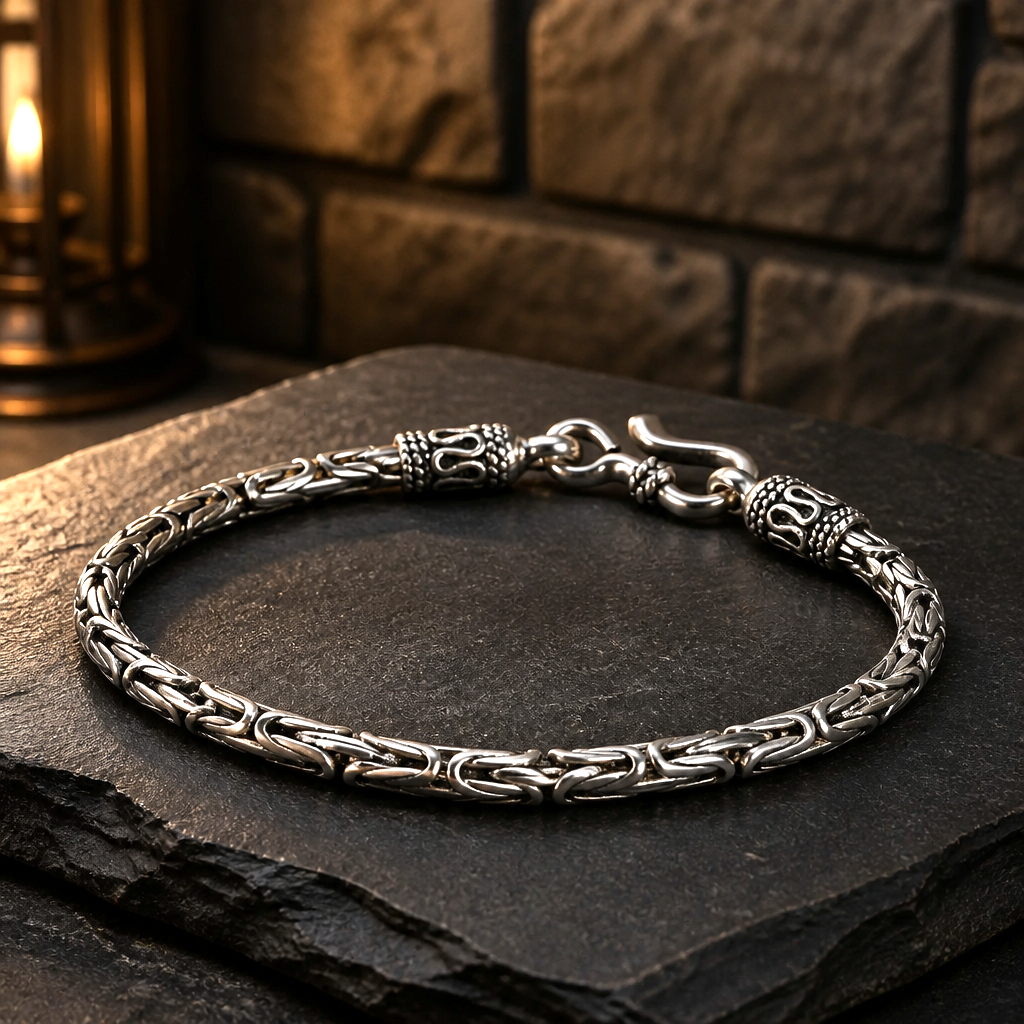 Bracelet fin en argent 925 Maille du Roi - 20 cm