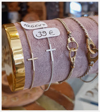 Bracelet raffiné en argent 925 ou vermeil avec croix centrale - NEW