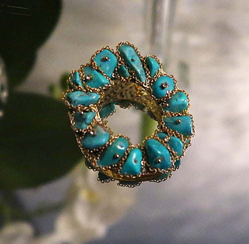 Broche Couronne Gamme luxe en turquoises véritables - NEW
