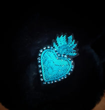 Broche Sacré Cœur / Cœur de Jésus tissé, lumineux et vraiment superbe!