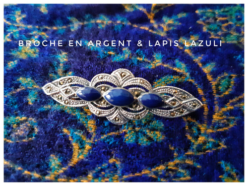 Très belle broche en argent 925 et lapis lazuli - Pièce unique - NEW
