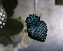 Broche Sacré Cœur / Cœur de Jésus tissé, lumineux et vraiment superbe!