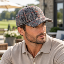 Casquette Gentleman à carreaux Gris & Rouille