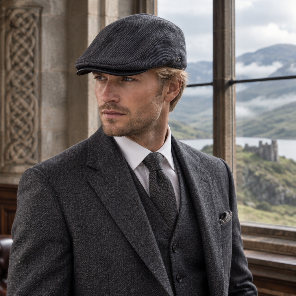 Casquette Gentleman en velours côtelé gris 100% coton - 
