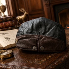 Casquette "Country" - toile cirée noire & chocolat noir - so british! ;)