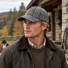 Casquette Gentleman à carreaux Gris & Rouille