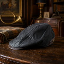 Casquette "Country" - toile cirée noire & chocolat noir - so british! ;)