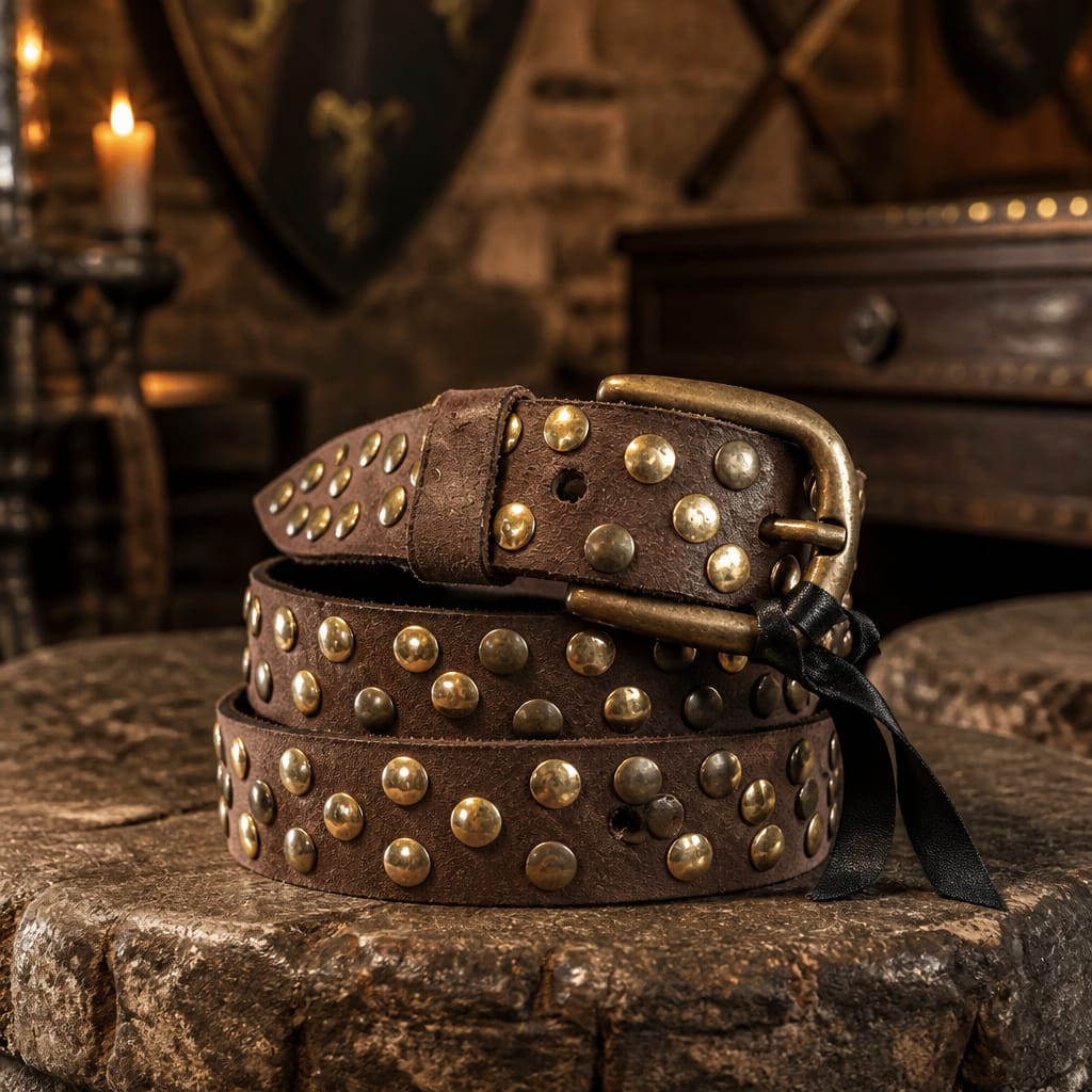 Ceinture Dame en cuir clouté marron de marque Miss Terre