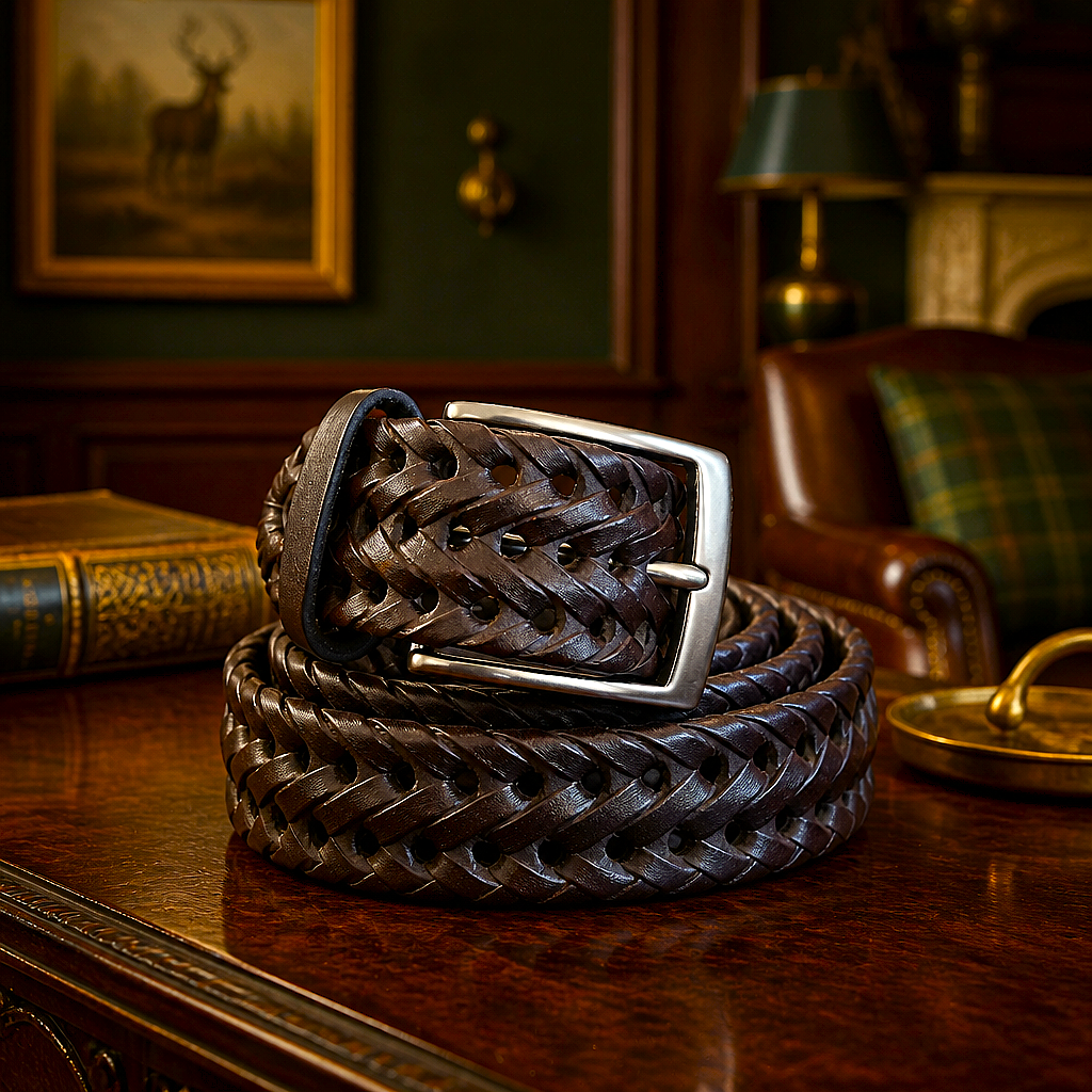 Ceinture en cuir tressé 
