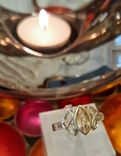 Bague celtique en argent 925 avec Triquetras et citrine - NEW