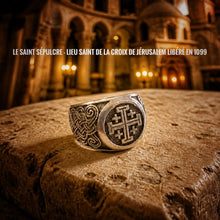 Chevalière "Croisés Nordiques" - Croix de Jérusalem & travail celtico-vikings