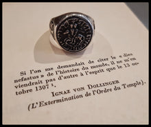 Chevalière Sceau des Templiers "Sigillum Militum Xsti" - Argent plein 925 - Réassort 2024