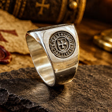 Chevalière Sceau Templier Argent 925 carrée - Artisanat / Italie