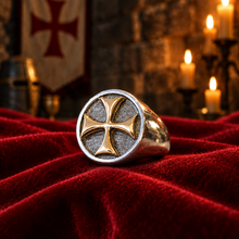 Chevalière Croix des Templiers – Argent 925 & Or 18 carats