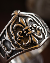 Chevalière Double Fleur de Lys en Argent 925 massif