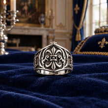 Chevalière Double Fleur de Lys en Argent 925 massif