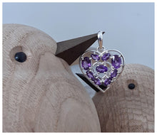 Pendentif "Cœur" en argent 925 avec très belles améthystes - NEW