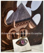 Bague byzantine en argent et or rosé avec améthyste mauve-rose