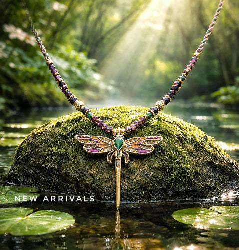 Collier corde & pendentif Libellule - Gamme Florentine / réglable court ou long!!