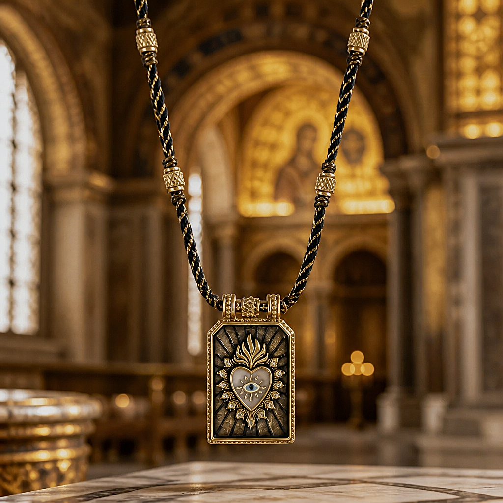 Collier Sacré-Cœur - Bronze, Or & Émail