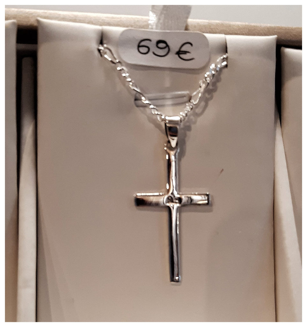 Croix latine en argent 925 d'une très belle simplicité avec chaîne  - Réassort 2025-2026