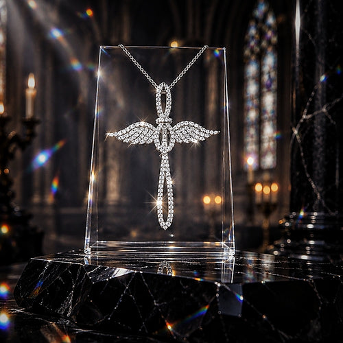 Croix Ange en Argent 925 & zircons naturels
