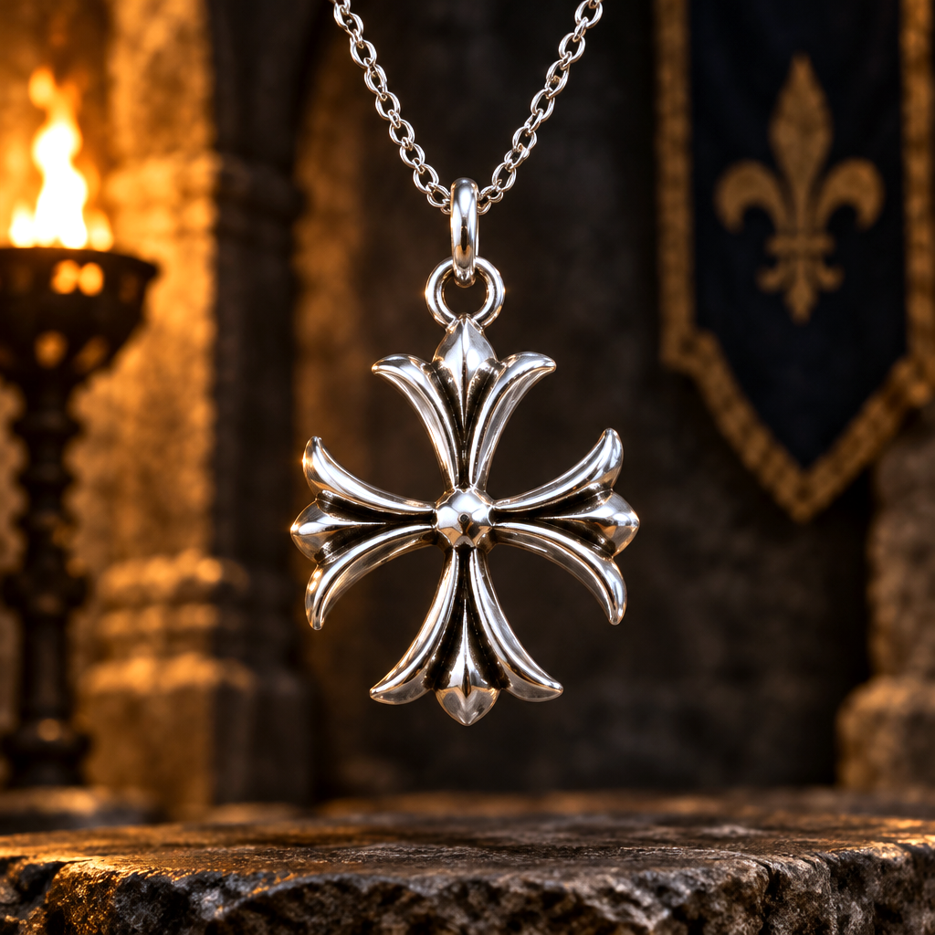 Croix Fleur de Lys en Argent 925  -Élégance & Héritage