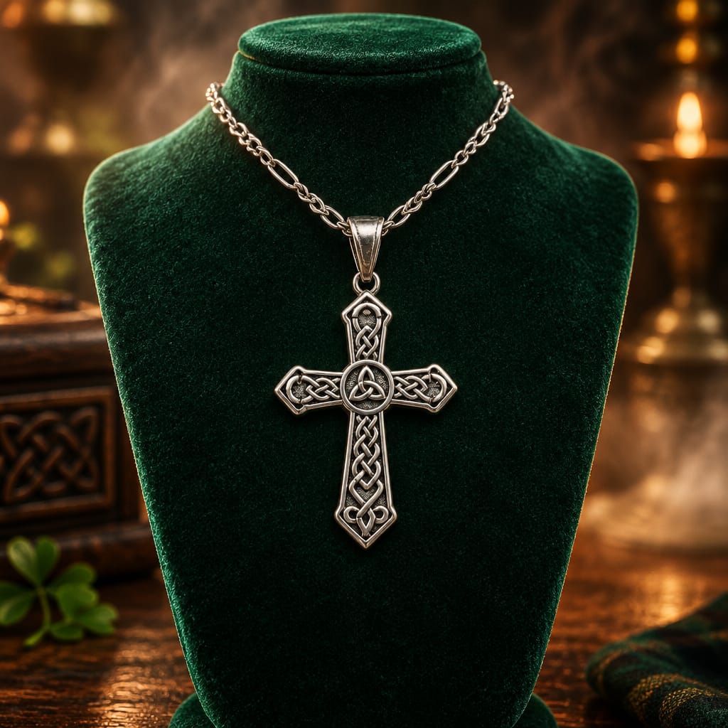 Croix Celtique en Argent 925 - Entrelacs et Triquetra centrale