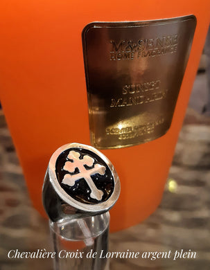 NEW !! Chevalière Croix de Lorraine en argent plein & émaillée - Artisanale