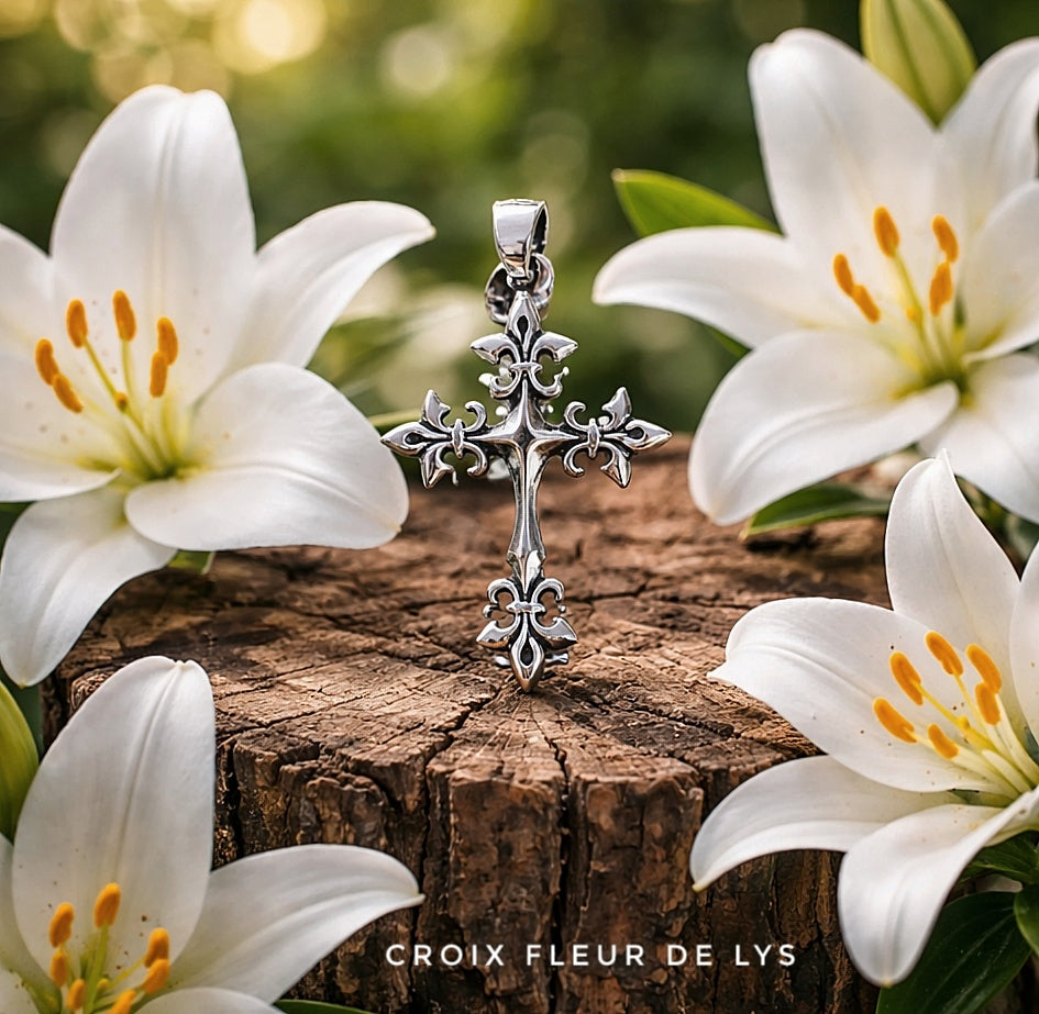 Croix Fleur de Lys en argent, raffinée & exclusive - Réassort 2026