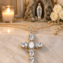 Croix Baroque Notre Dame nacre & zircons - Coup de Coeur - NEW