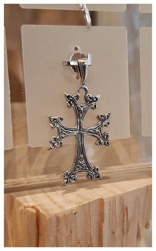 Croix Fleur de Lys médiévale en argent 925 - Pièce unique - NEW