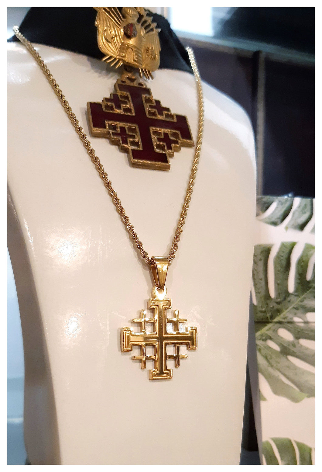 Croix de Jérusalem en inox doré - Ordre Equestre du Saint-Sépulcre - NEW