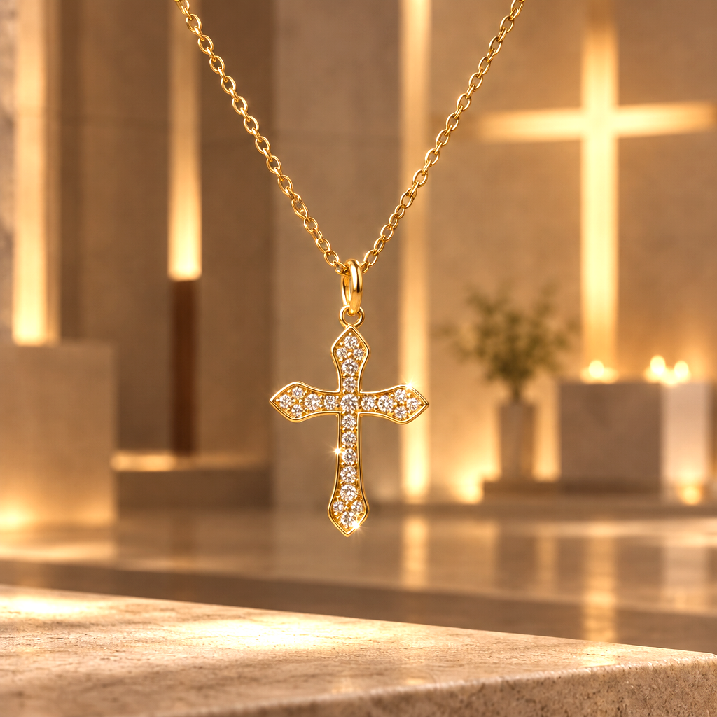 Collier Croix d'Or et d'Éclat en Vermeil