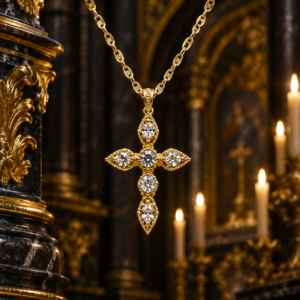 Collier Croix Précieuse – Vermeil et Zircons Naturels