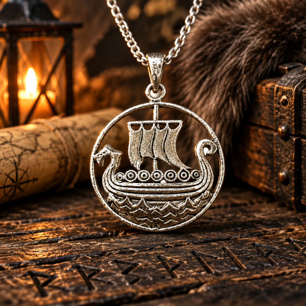 Pendentif Drakkar Viking en Argent – L'Esprit des Navigateurs du Nord