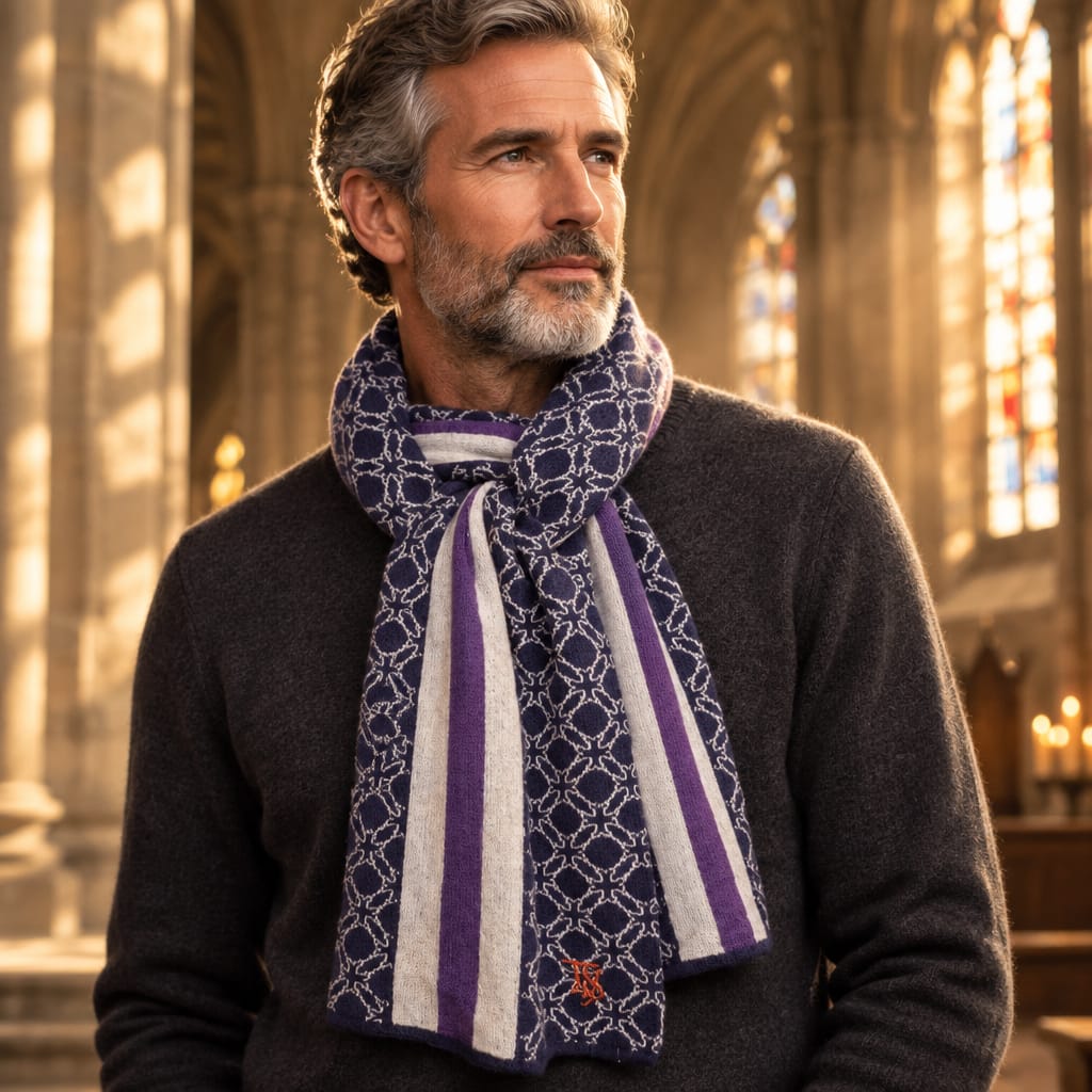 Écharpe Templar Soul en Laine Mérinos - Bleu & Violet