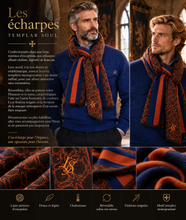 Écharpe Templar Soul en Laine Mérinos - Mandarine & Bleu Royal