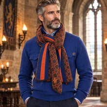 Écharpe Templar Soul en Laine Mérinos - Mandarine & Bleu Royal