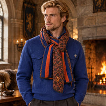 Écharpe Templar Soul en Laine Mérinos - Mandarine & Bleu Royal