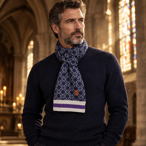 Écharpe doublée Templar Soul - Laine Mérinos, Bleu & Violet