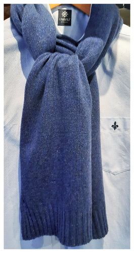 Écharpe d'un très beau bleu (laine et 10% cachemire), mixte, Made in Italy - HIVER 2024