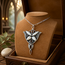 Pendentif  Etoile d'Arwen en argent & nacre naturelle - Gamme "Lord of the Rings"