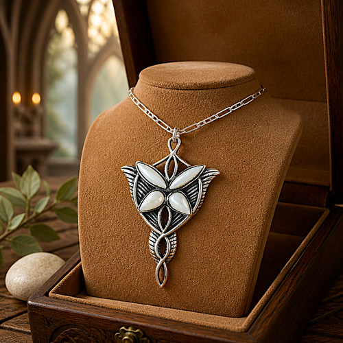 Pendentif  Etoile d'Arwen en argent & nacre naturelle - Gamme 