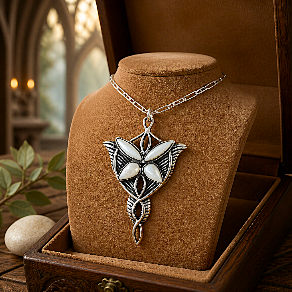 Pendentif  Etoile d'Arwen en argent & nacre naturelle - Gamme 