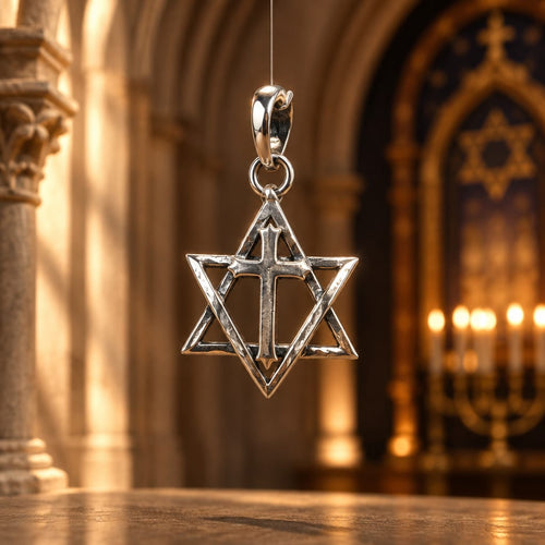 Pendentif Étoile de David & Croix - Argent 925