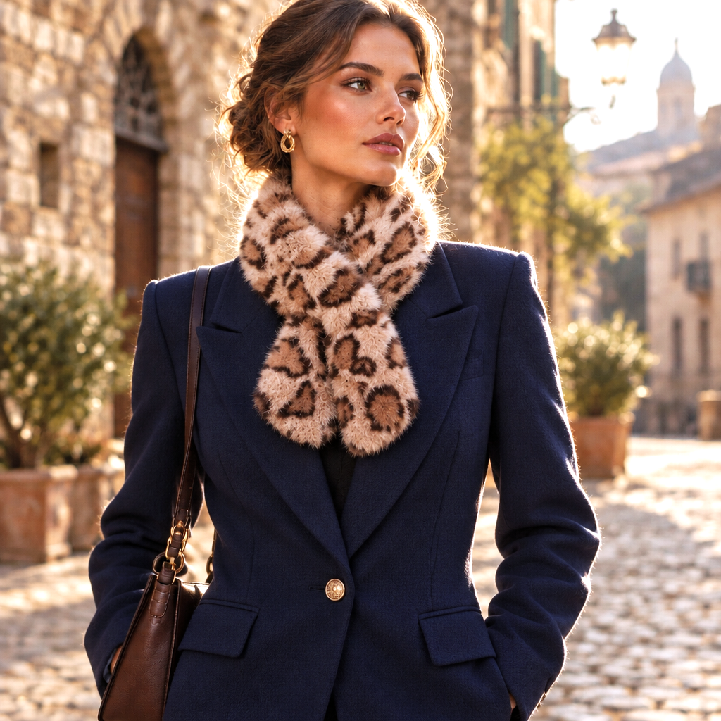 Étole Douceur Bengal - Fausse Fourrure Beige poudré