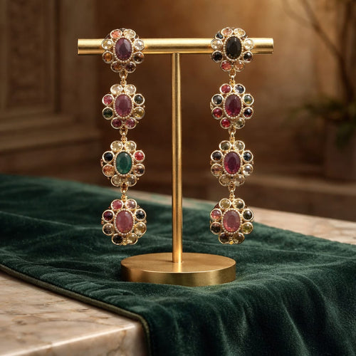 VENDUES - Superbes boucles d'oreilles Florentines en inox doré & tourmalines  naturelles - NEW