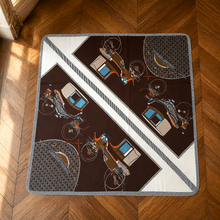 Foulard Equestre - Chocolat & Bleu Céladon - Viscose