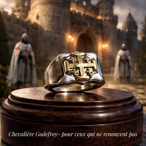 Chevalière Godefroy de Bouillon - Argent plein 925 - Création exclusive Templar Soul